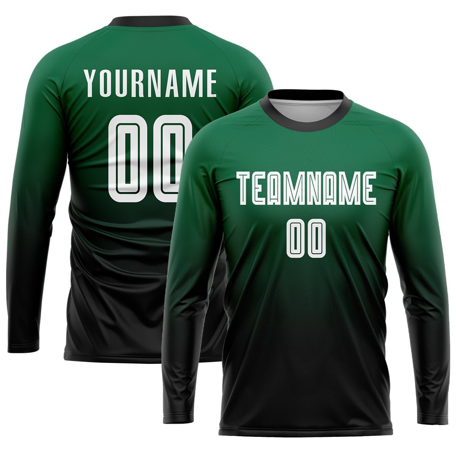 Custom Kelly Green White-Black Sublimation Fade Fashion Soccer Uniform Jersey - Sky-Custom