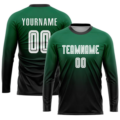 Custom Kelly Green White-Black Sublimation Fade Fashion Soccer Uniform Jersey - Sky-Custom