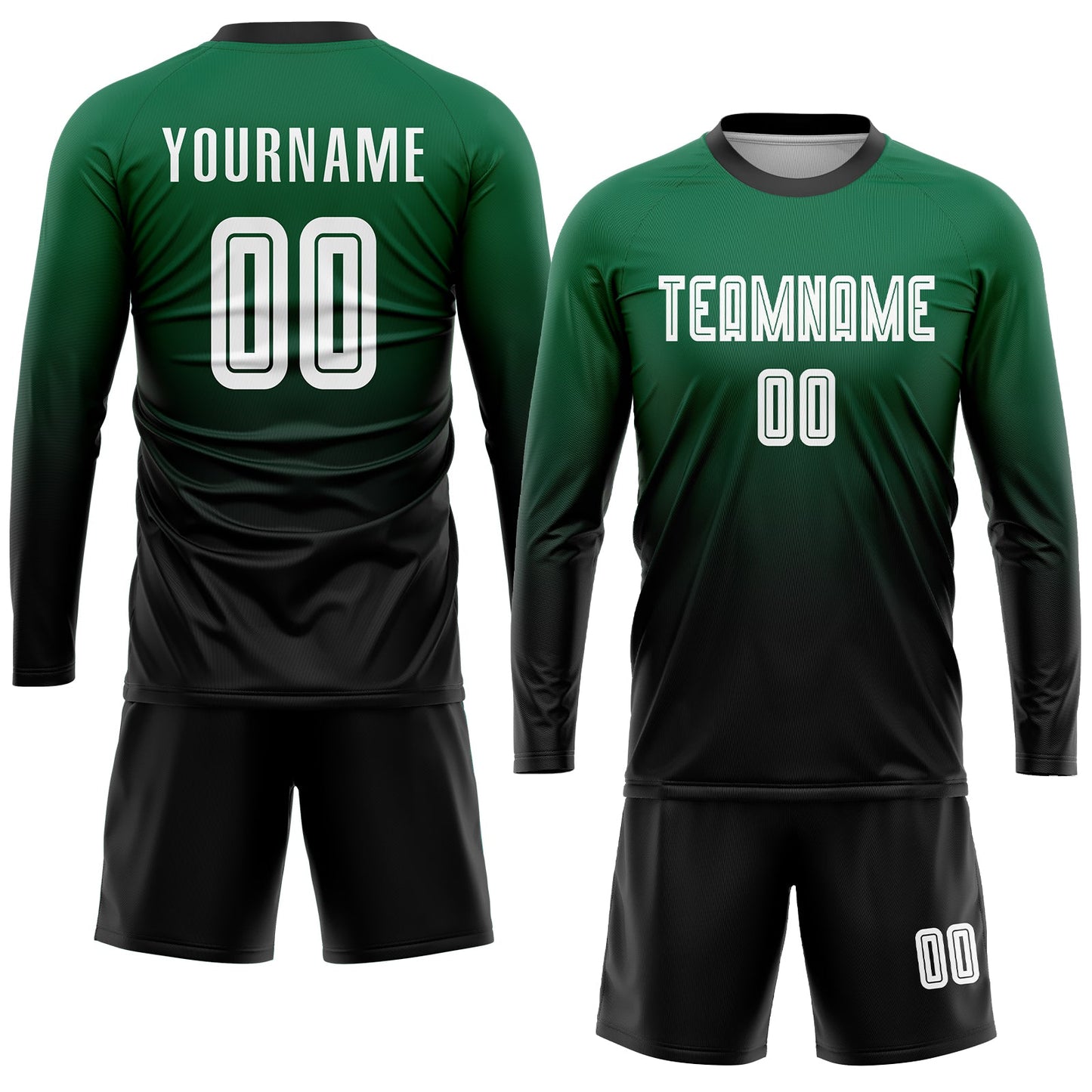 Custom Kelly Green White-Black Sublimation Fade Fashion Soccer Uniform Jersey - Sky-Custom