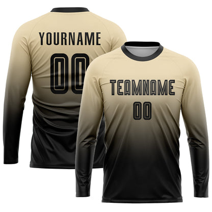Custom Cream Black Sublimation Fade Fashion Soccer Uniform Jersey - Sky-Custom