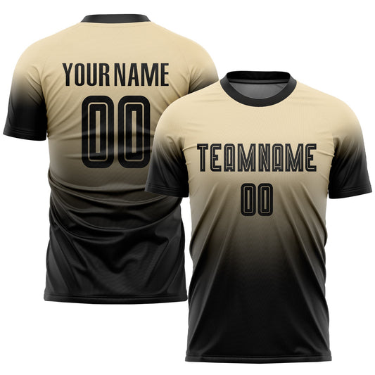 Custom Cream Black Sublimation Fade Fashion Soccer Uniform Jersey - Sky-Custom
