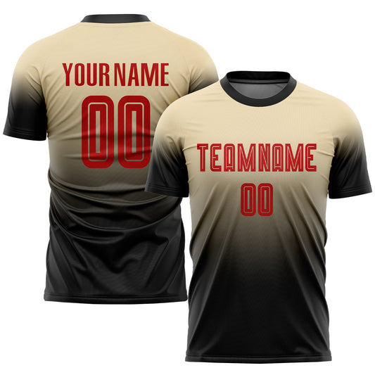 Custom Cream Red-Black Sublimation Fade Fashion Soccer Uniform Jersey - Sky-Custom