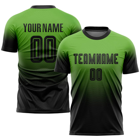 Custom Neon Green Black Sublimation Fade Fashion Soccer Uniform Jersey - Sky-Custom