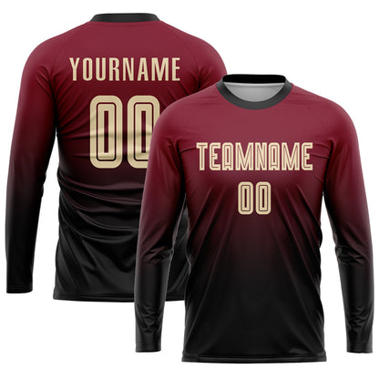 Custom Crimson Cream-Black Sublimation Fade Fashion Soccer Uniform Jersey - Sky-Custom
