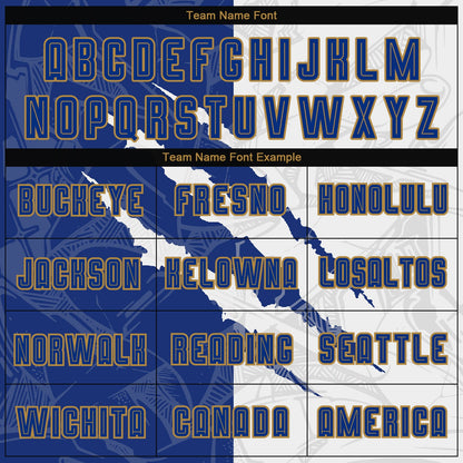 Custom Graffiti Pattern Royal White-Old Gold Scratch Sublimation Soccer Uniform Jersey - Sky-Custom