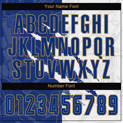 Custom Graffiti Pattern Royal White-Old Gold Scratch Sublimation Soccer Uniform Jersey - Sky-Custom