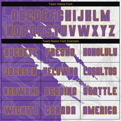 Custom Graffiti Pattern Purple White-Old Gold Scratch Sublimation Soccer Uniform Jersey - Sky-Custom