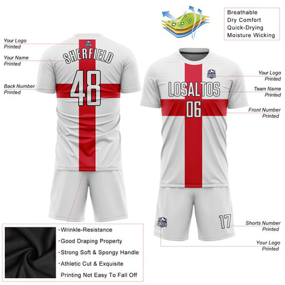 Custom White White Red-Black Sublimation Great Britain Flag Soccer Uniform Jersey - Sky-Custom