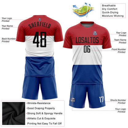 Custom Red Black White-Royal Sublimation Dutch Flag Soccer Uniform Jersey - Sky-Custom