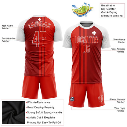 Custom Red Crimson-White Sublimation Swiss Flag Soccer Uniform Jersey - Sky-Custom