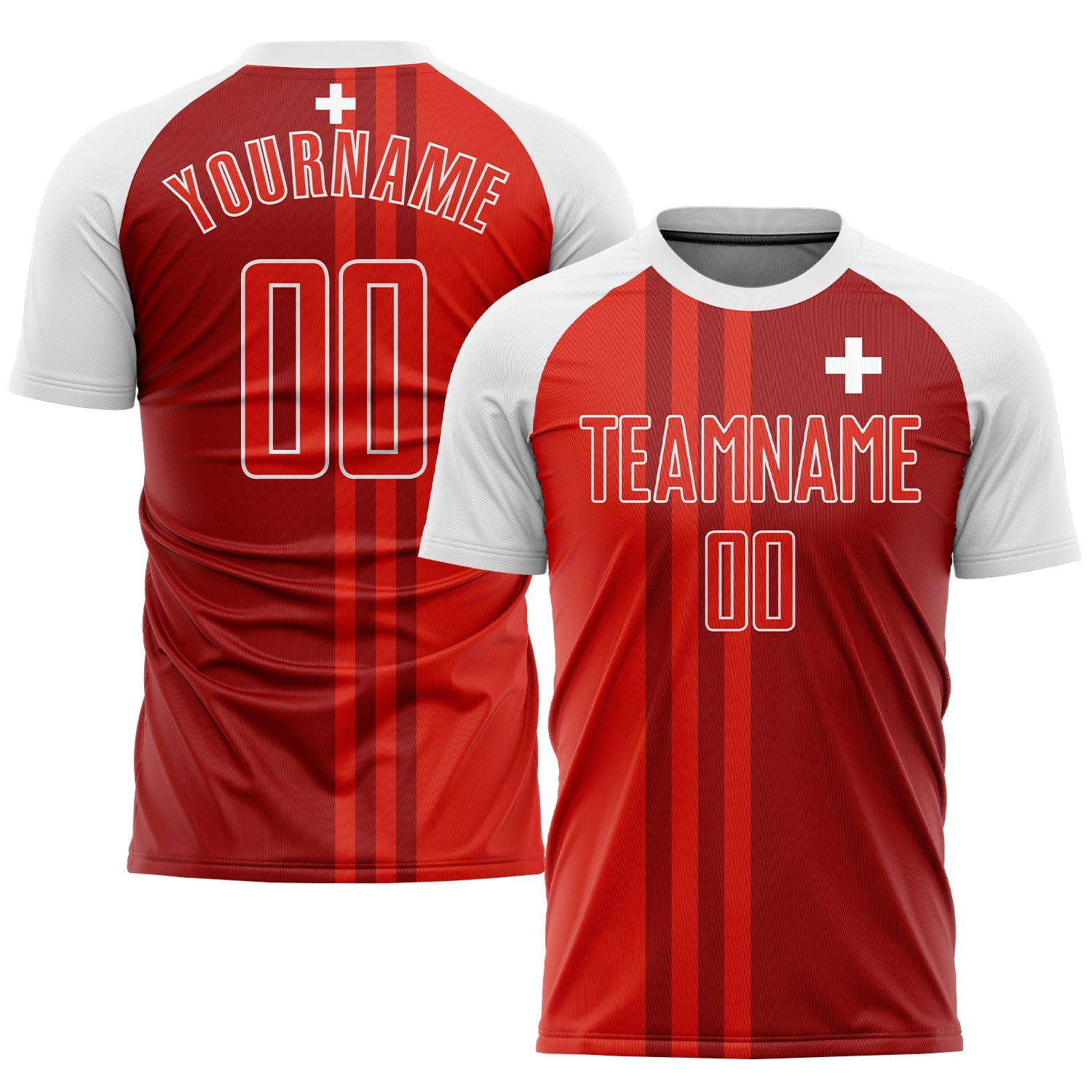 Custom Red Crimson-White Sublimation Swiss Flag Soccer Uniform Jersey - Sky-Custom