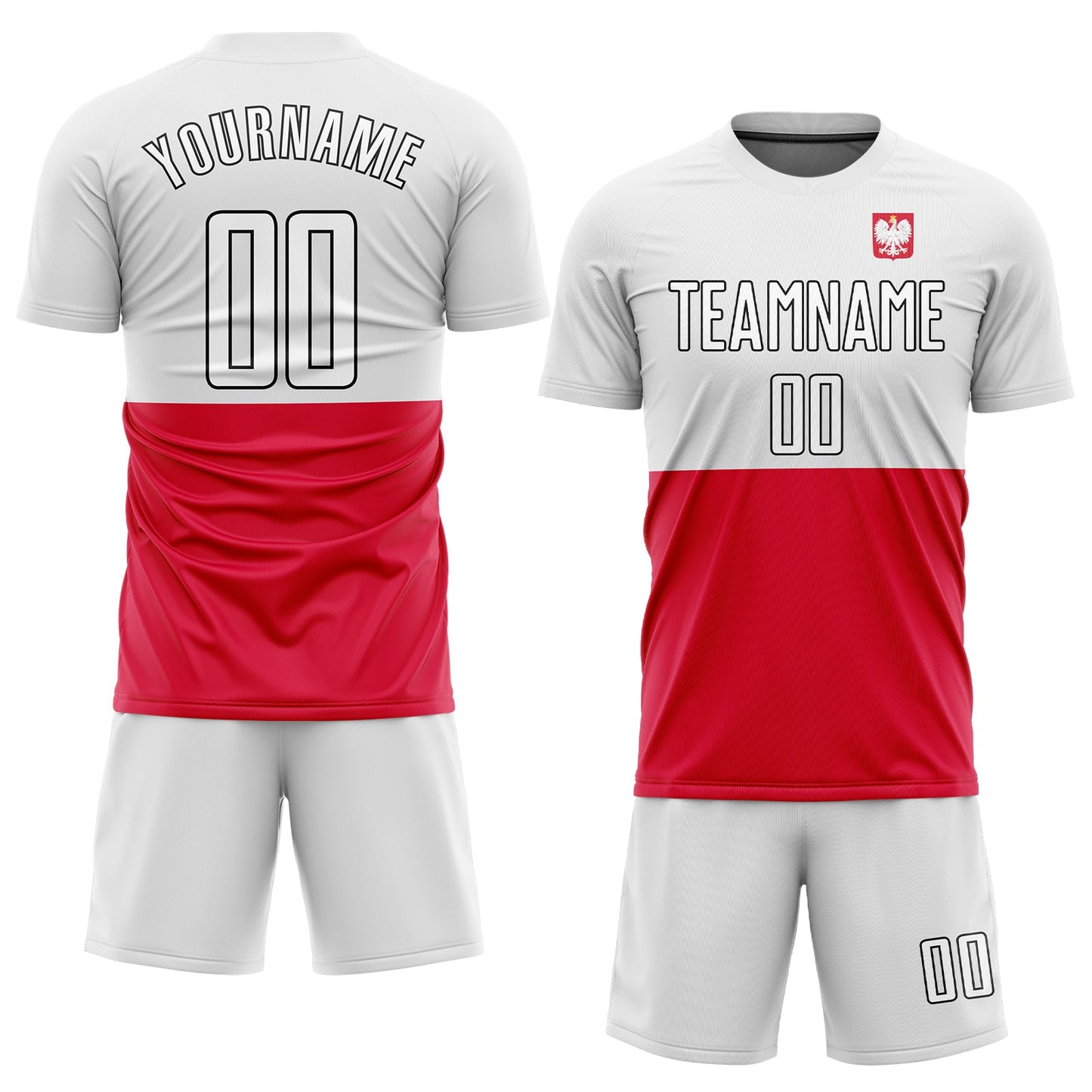 Custom Red White-Black Sublimation Polish Flag Soccer Uniform Jersey - Sky-Custom