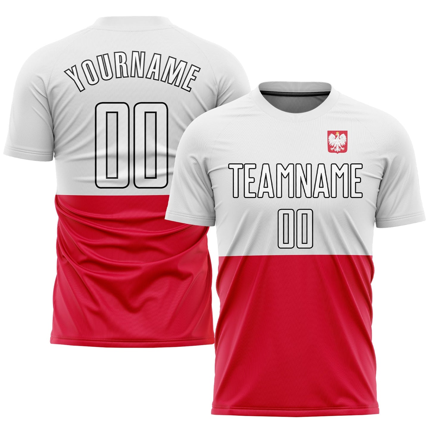 Custom Red White-Black Sublimation Polish Flag Soccer Uniform Jersey - Sky-Custom