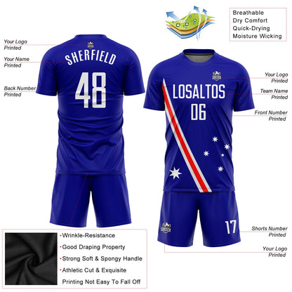 Custom Royal White-Red Sublimation Australian Flag Soccer Uniform Jersey - Sky-Custom
