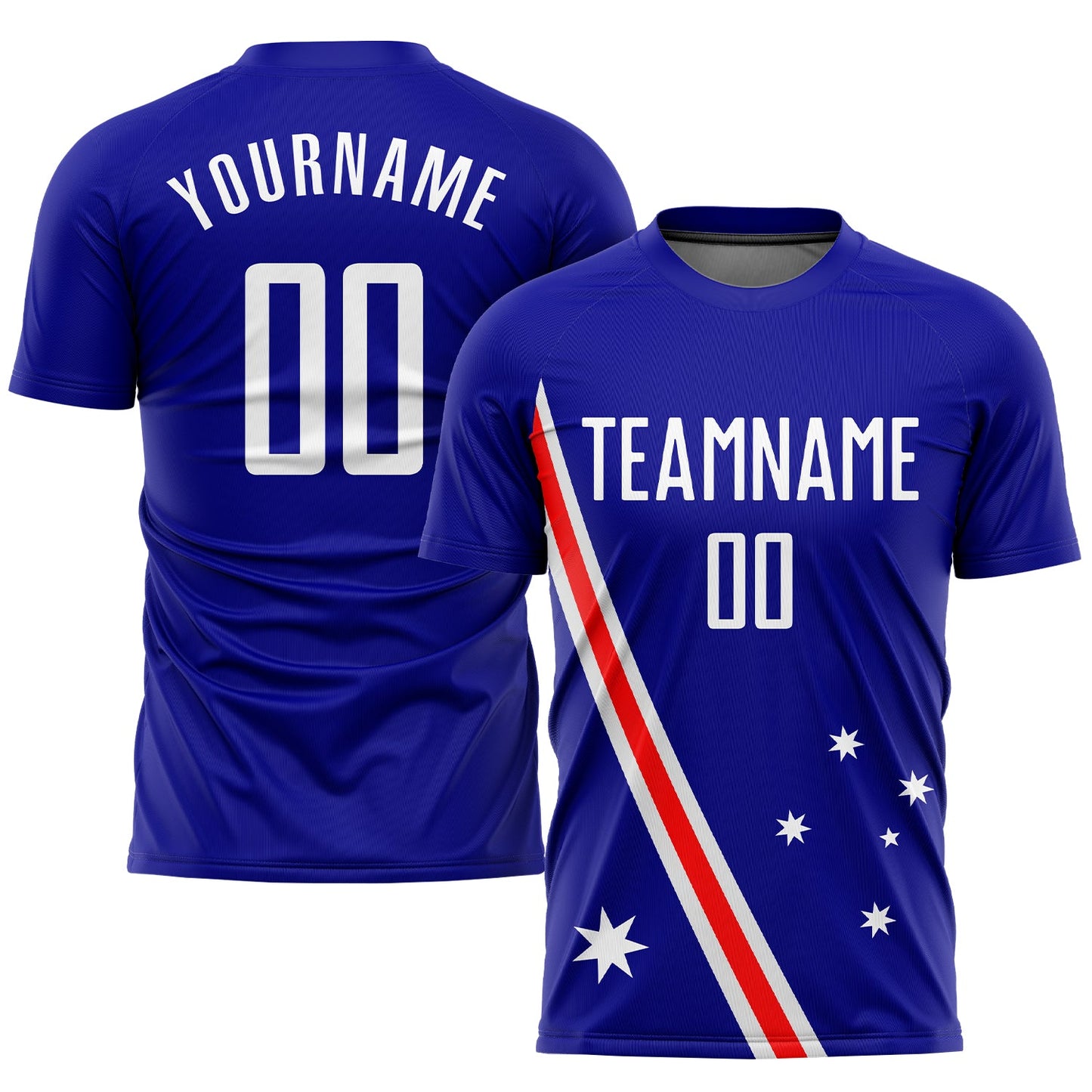 Custom Royal White-Red Sublimation Australian Flag Soccer Uniform Jersey - Sky-Custom