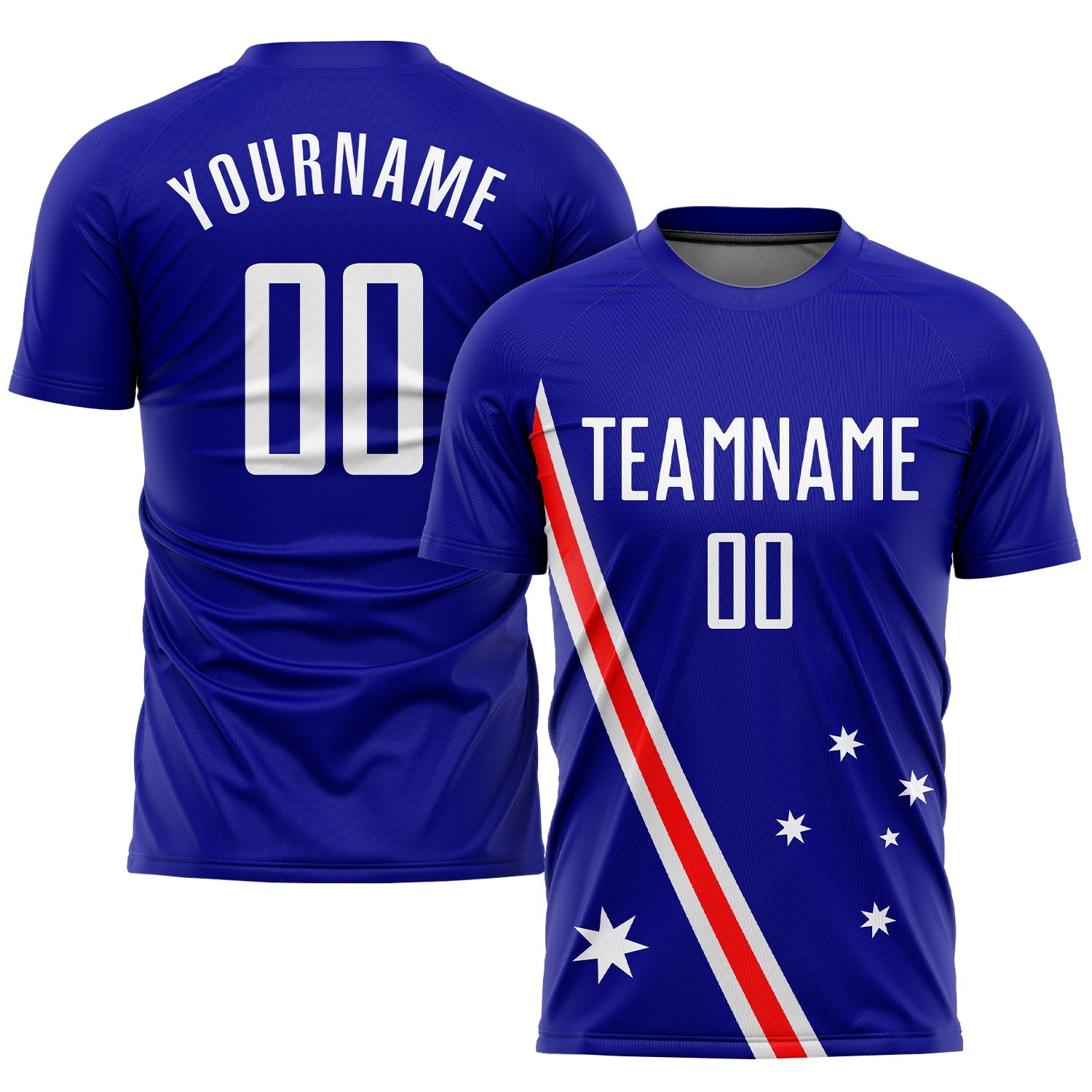 Custom Royal White-Red Sublimation Australian Flag Soccer Uniform Jersey - Sky-Custom