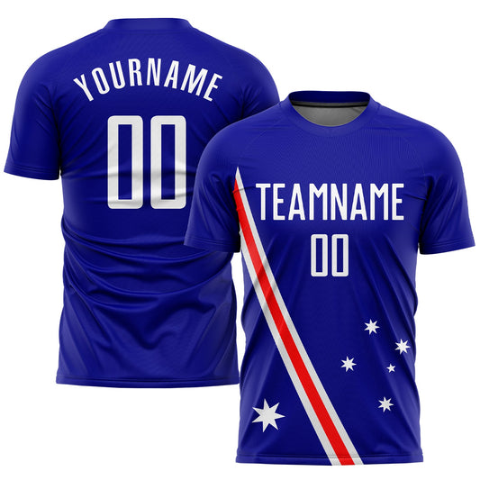 Custom Royal White-Red Sublimation Australian Flag Soccer Uniform Jersey - Sky-Custom