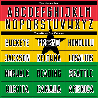 Custom Red Black Gold-Kelly Green Sublimation Ghanaian Flag Soccer Uniform Jersey - Sky-Custom