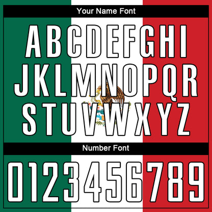 Custom Kelly Green White Red-Black Sublimation Mexican Flag Soccer Uniform Jersey - Sky-Custom