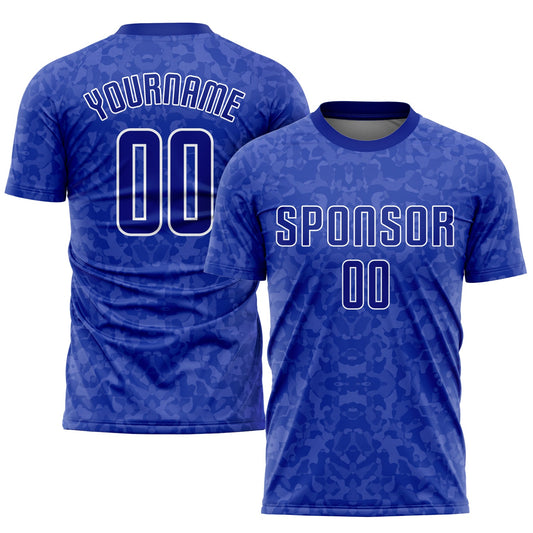 Custom Royal Royal-White Sublimation Soccer Uniform Jersey - Sky-Custom