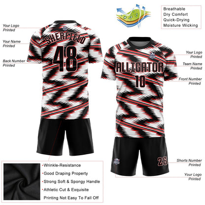 Custom White Black-Red Sublimation Soccer Uniform Jersey - Sky-Custom