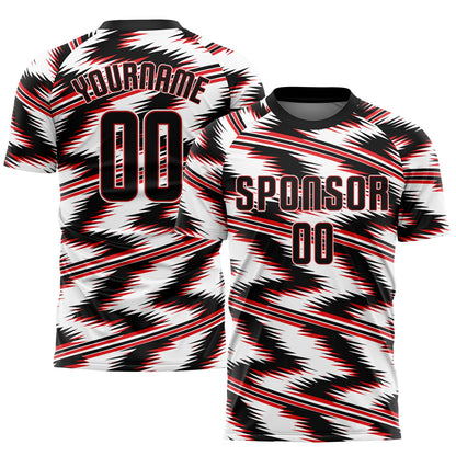 Custom White Black-Red Sublimation Soccer Uniform Jersey - Sky-Custom