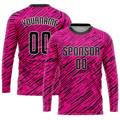 Custom Pink Black-White Sublimation Soccer Uniform Jersey - Sky-Custom