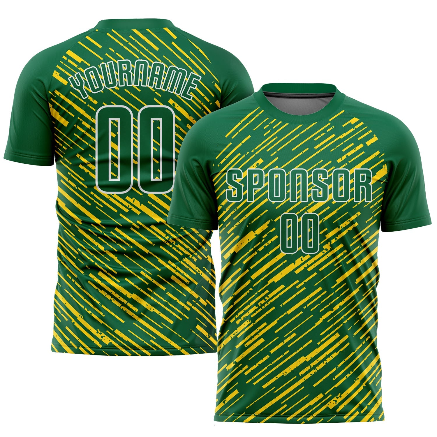 Custom Kelly Green Kelly Green-Gold Sublimation Soccer Uniform Jersey - Sky-Custom