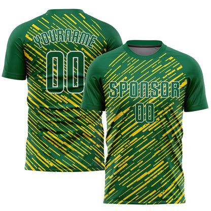 Custom Kelly Green Kelly Green-Gold Sublimation Soccer Uniform Jersey - Sky-Custom
