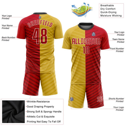 Custom Gold Red-White Sublimation Soccer Uniform Jersey - Sky-Custom