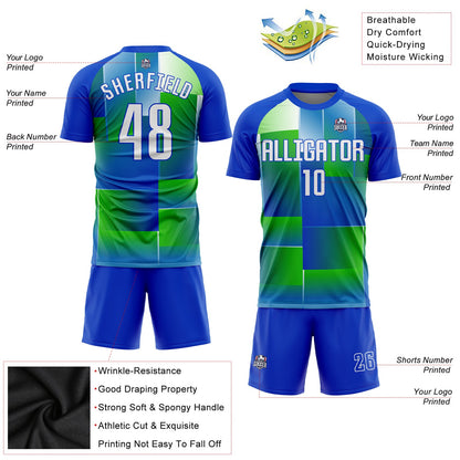 Custom Royal White-Kelly Green Sublimation Soccer Uniform Jersey - Sky-Custom