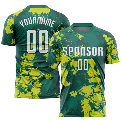 Custom Kelly Green White-Neon Green Sublimation Soccer Uniform Jersey - Sky-Custom