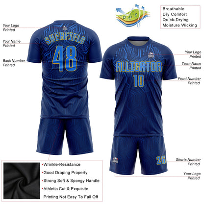 Custom Navy Royal-Gold Sublimation Soccer Uniform Jersey - Sky-Custom