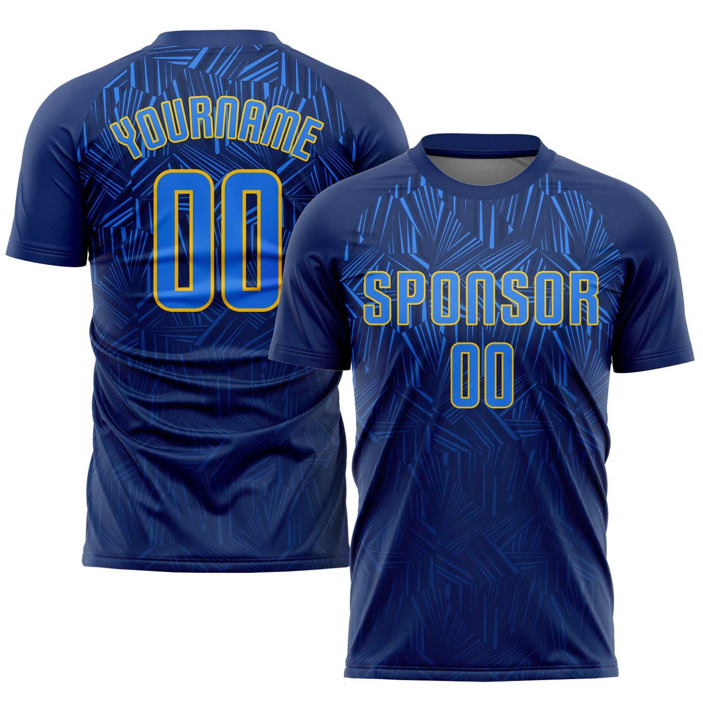 Custom Navy Royal-Gold Sublimation Soccer Uniform Jersey - Sky-Custom