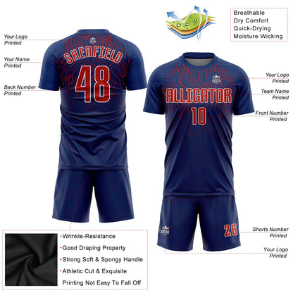 Custom Navy Red-Cream Sublimation Soccer Uniform Jersey - Sky-Custom