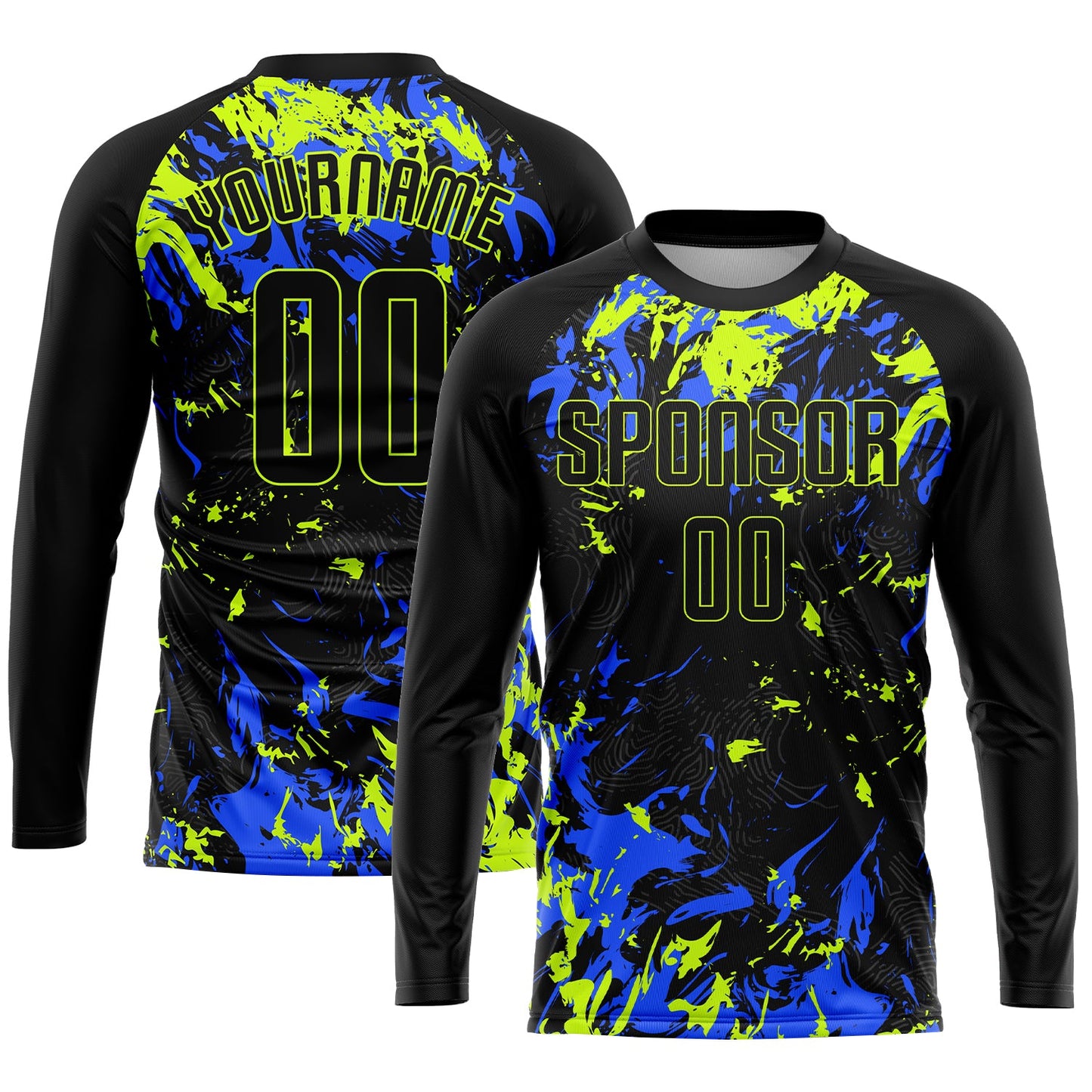 Custom Black Black Neon Green-Royal Sublimation Soccer Uniform Jersey - Sky-Custom
