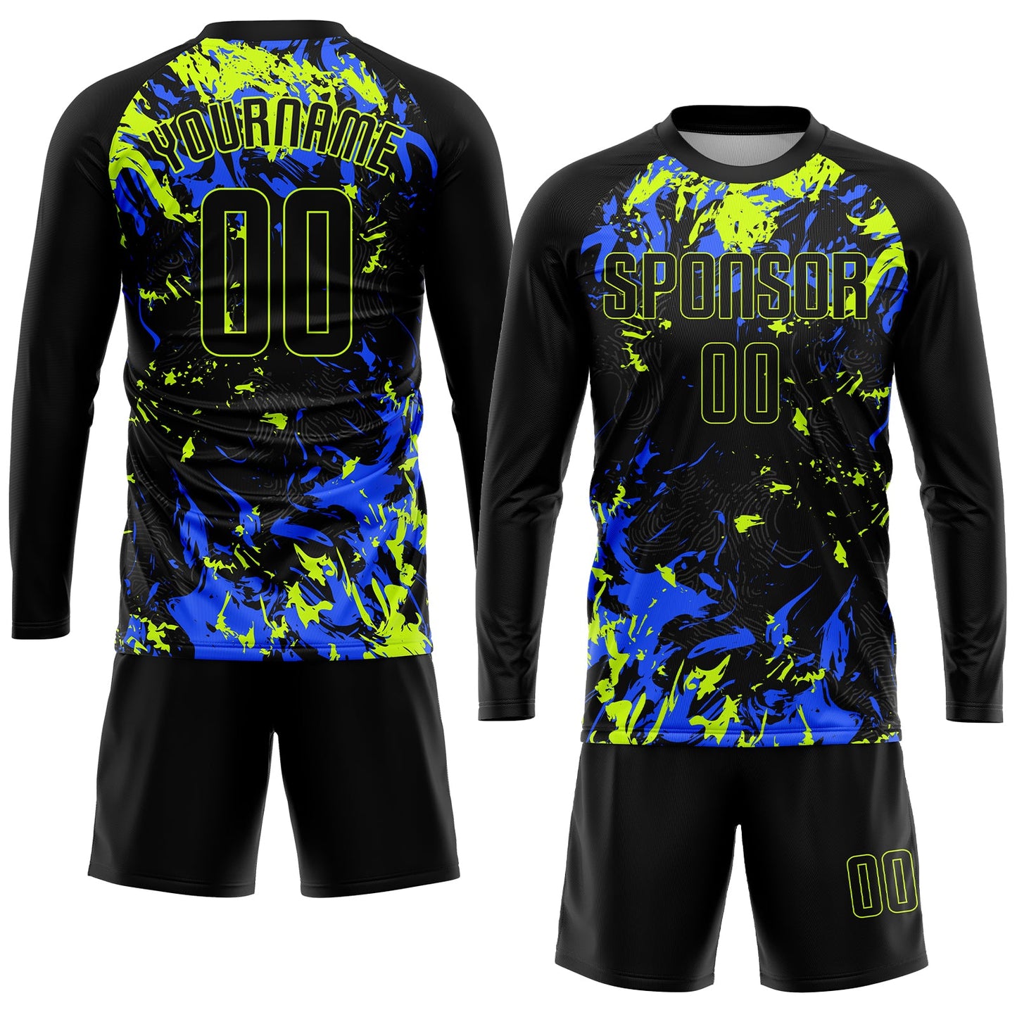 Custom Black Black Neon Green-Royal Sublimation Soccer Uniform Jersey - Sky-Custom