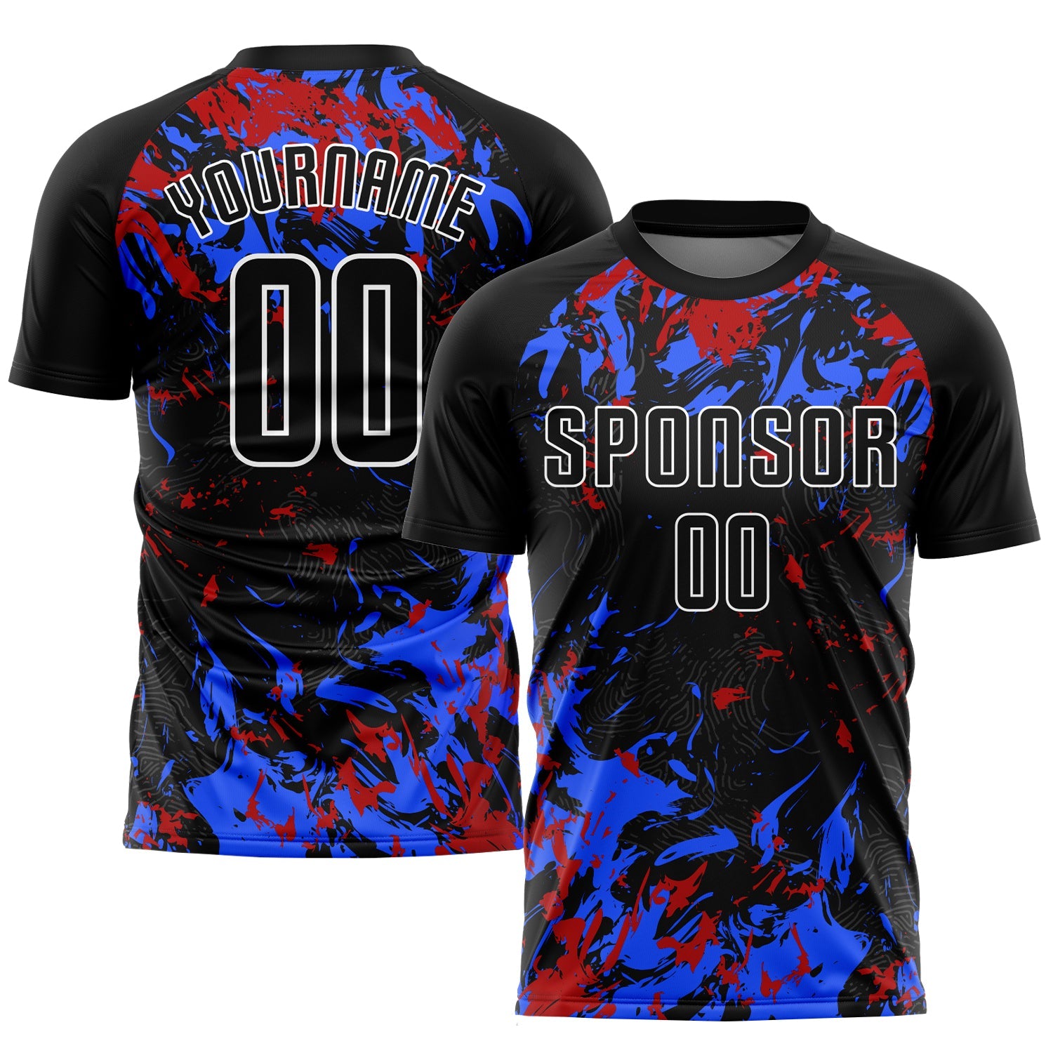 Custom Black Black Royal-Red Sublimation Soccer Uniform Jersey - Sky-Custom