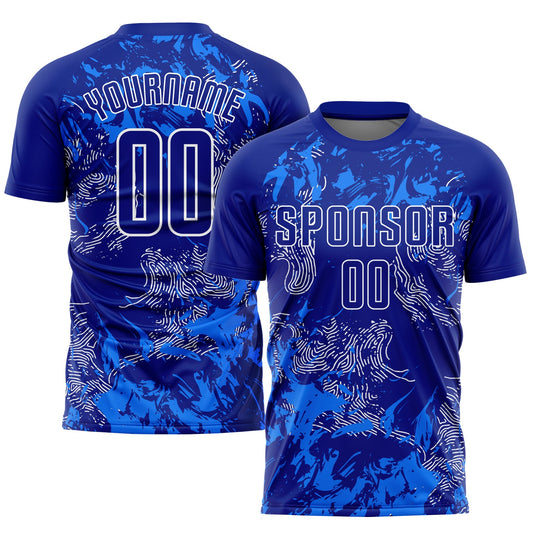 Custom Royal Royal-White Sublimation Soccer Uniform Jersey - Sky-Custom