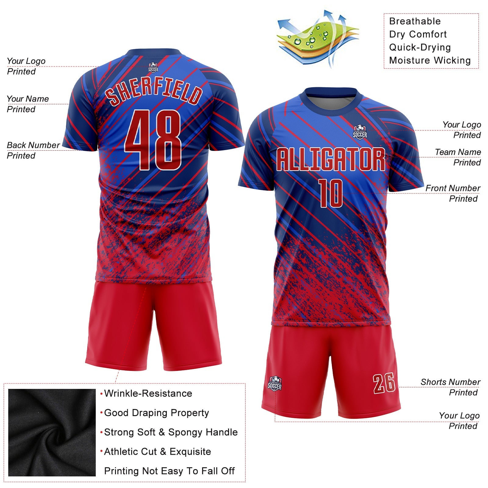 Custom Royal Red-White Sublimation Soccer Uniform Jersey - Sky-Custom