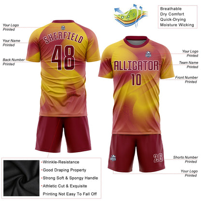 Custom Gold Crimson-White Sublimation Soccer Uniform Jersey - Sky-Custom