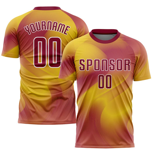 Custom Gold Crimson-White Sublimation Soccer Uniform Jersey - Sky-Custom