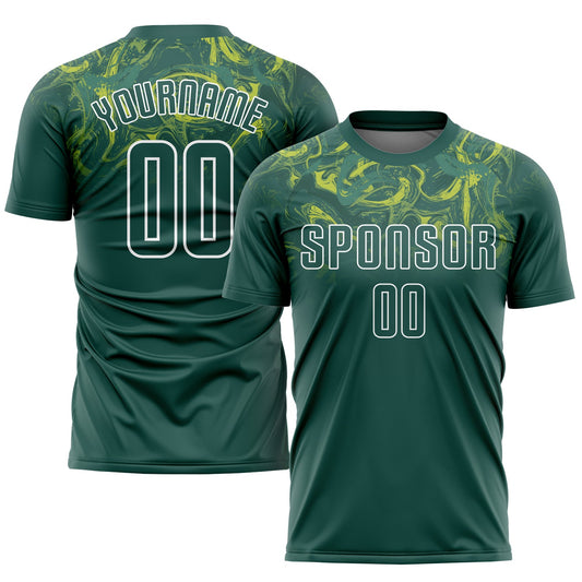 Custom Kelly Green Kelly Green-Gold Sublimation Soccer Uniform Jersey - Sky-Custom