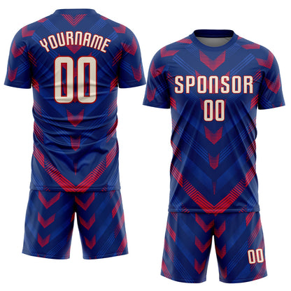 Custom Royal Cream-Red Sublimation Soccer Uniform Jersey - Sky-Custom