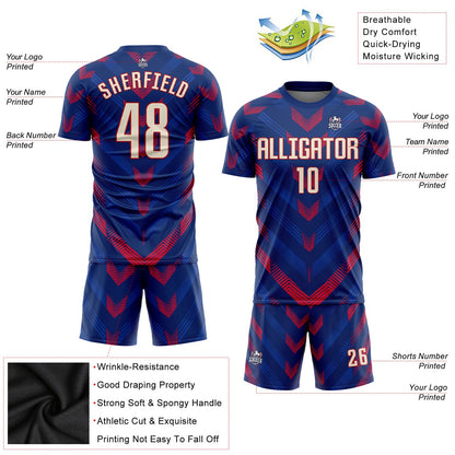 Custom Royal Cream-Red Sublimation Soccer Uniform Jersey - Sky-Custom