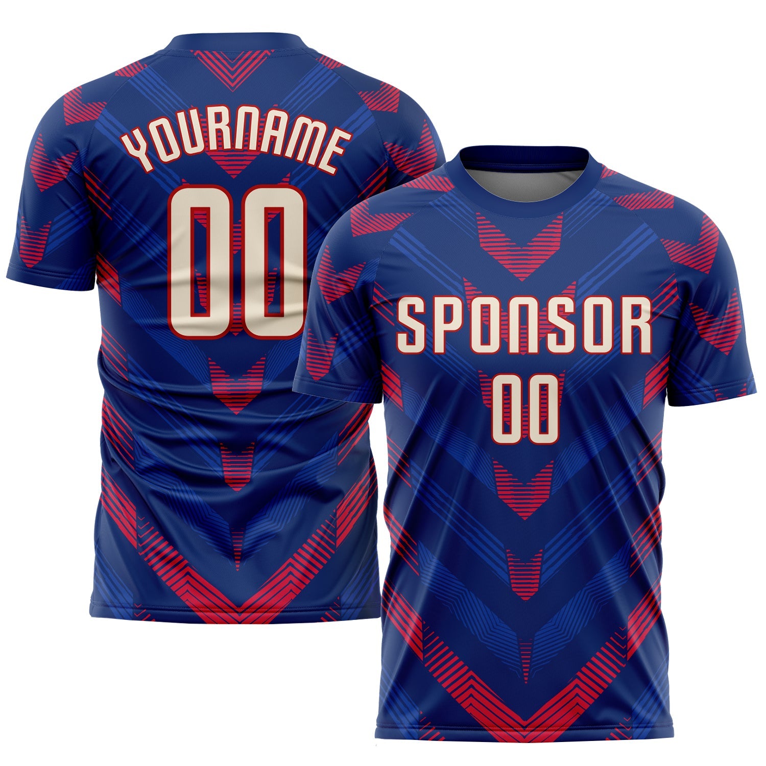 Custom Royal Cream-Red Sublimation Soccer Uniform Jersey - Sky-Custom