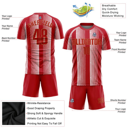 Custom Red Red-Old Gold Sublimation Soccer Uniform Jersey - Sky-Custom