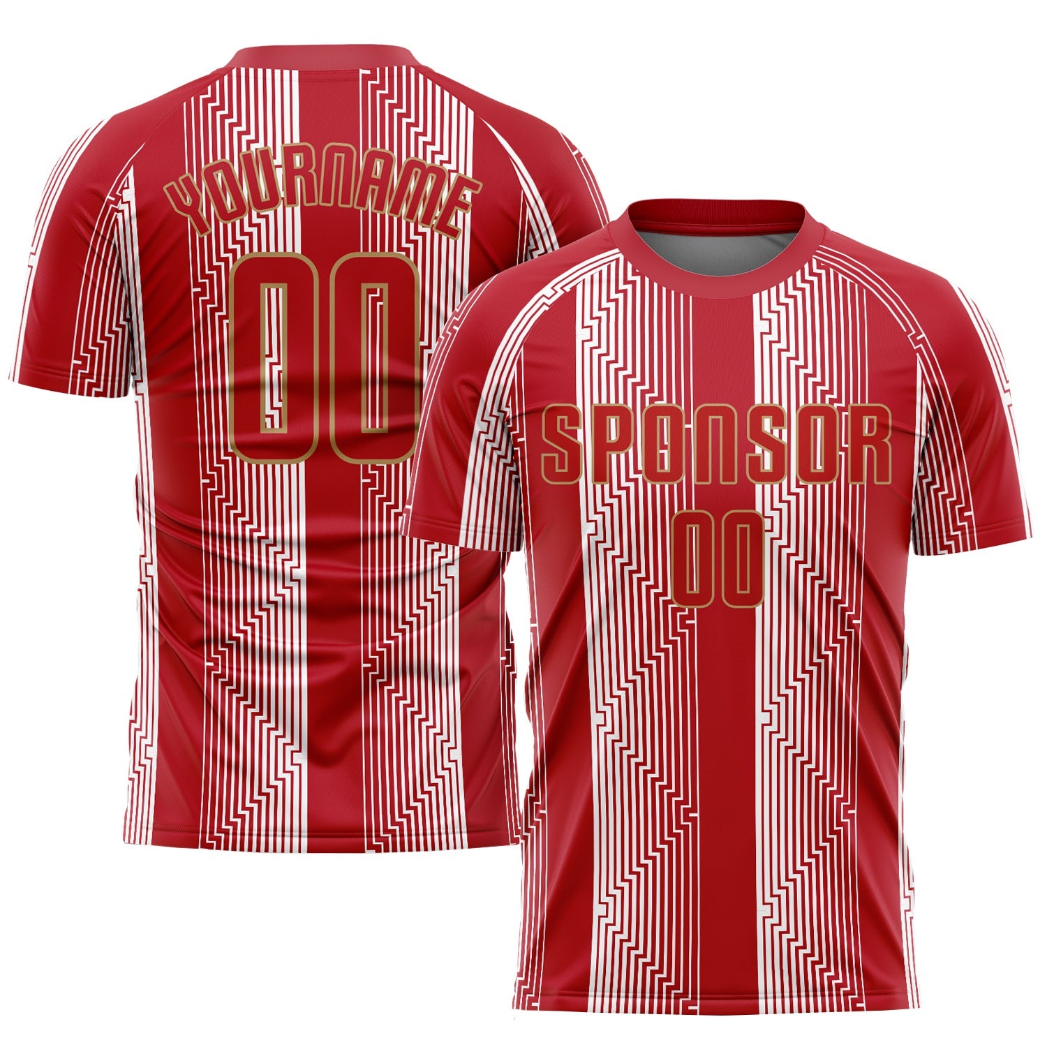 Custom Red Red-Old Gold Sublimation Soccer Uniform Jersey - Sky-Custom