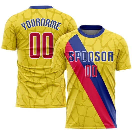 Custom Gold Red-Royal Sublimation Soccer Uniform Jersey - Sky-Custom