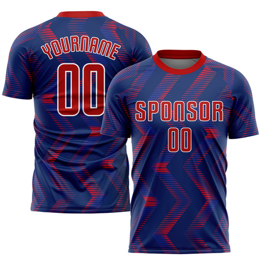 Custom Navy Red-White Sublimation Soccer Uniform Jersey - Sky-Custom
